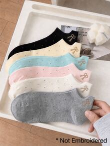5 Pairs Random Sweet Cute Bow Low-Cut Odor-Resistant Versatile Shallow Ankle Socks - Multicolor - View 2