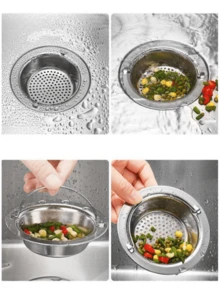 1個不鏽鋼水槽濾網,附手柄廚房水槽食物殘渣收集器 - 防鏽網狀設計,可重複使用水槽濾水器,適用於廚房和浴室水槽,輕鬆防止堵塞,完美用於瀝乾水果和蔬菜 - 廚房水槽配件 - 水槽瀝水器 - 查看 8