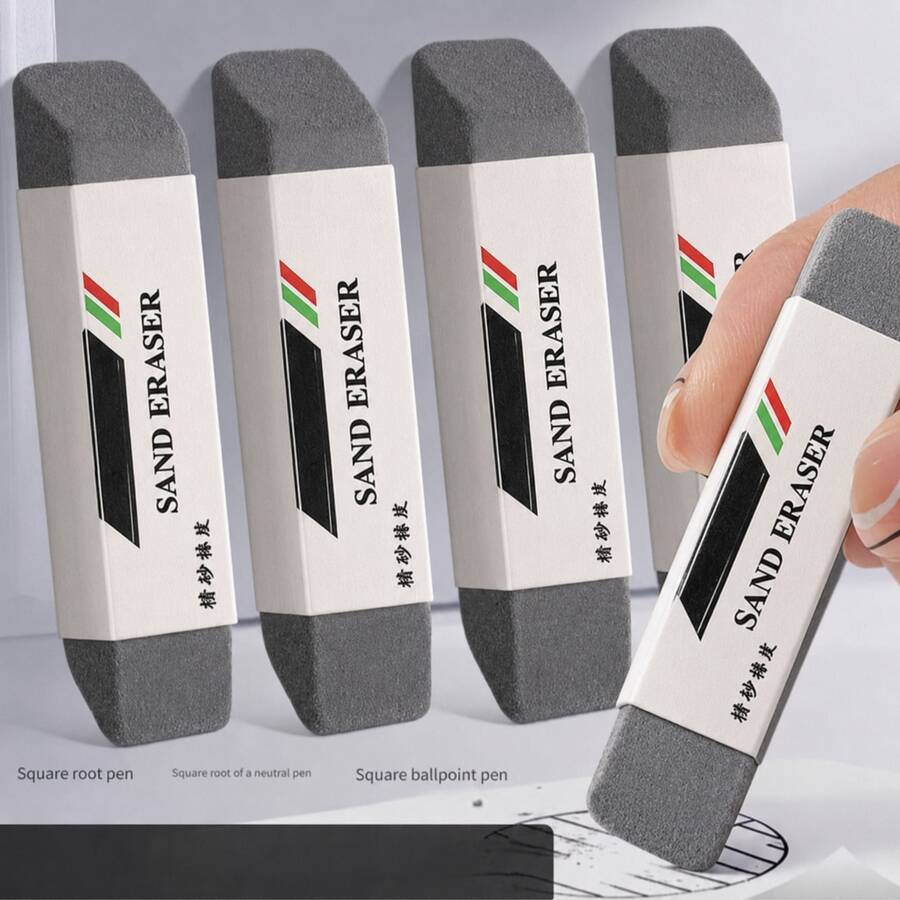 Premium TPR Ballpoint Pen Eraser - Rectangular, Perfect For Students And Office Use, Compatible With Gel Pens, Ballpoint Pens And Fountain Pens, Rubber Material, Black - A - View 1