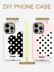 1pc Fresh Colorful Floral Personalized Color Name Customized 2-In-1 Glossy Film Full Coverage Hard Shell Phone Case Protective Cover Compatible With IPhone 11/12/13/14/15/16 17 Pro Max - Multicolor - View 3