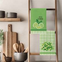 2Pcs Green Watercolor Lemon Print Kitchen Towels Soft Microfiber Dish Hand Cleaning Cloths Cute Fruit Themed Decorative Towels For Kitchen Cooking Baking Housewarming Gift - Green - View 6