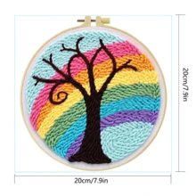 1pc Punch Needle Embroidery Kit, 20*20cm/7.8*7.8in, Includes Pre-Printed Pattern, Yarn, Embroidery Hoop And Needle, Handmade Embroidery DIY Kit, Suitable For Adult Beginners, Home Gift, Women's Sewing Gift - A - View 9