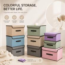 1/2pcs Foldable Fabric Storage Box With Lid Dust-Proof Storage Bin Large Capacity Clothes Organizer Box Stackable Wardrobe Organizer Box Seasonal Clothes Underwear Socks Toys Miscellaneous Items Sorting Storage Box Bedroom Wardrobe Dormitory Home Storage Basket. One Foldable Stackable Large Capacity Bedroom Kitchen Toy Storage Basket - Multicolor - View 10