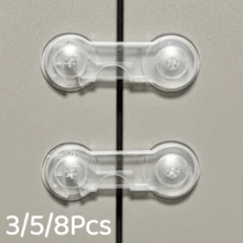 3/5/8Pcs Safety Lock Set, Includes Multi-Function Strap Locks, Suitable For Refrigerator, Cabinet, Drawer, Dishwasher, Toilet And Other Scenarios, Prevent Finger Pinching Safety Protection - Multicolor - View 2