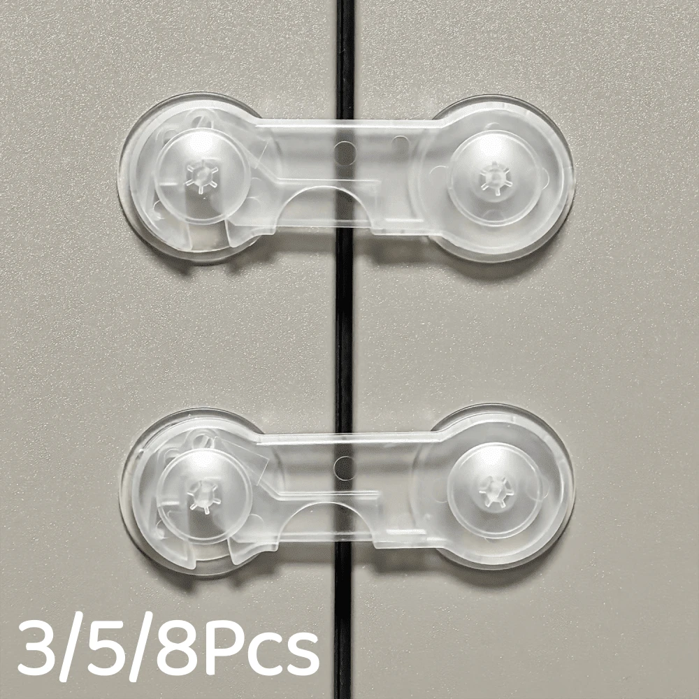 3/5/8Pcs Safety Lock Set, Includes Multi-Function Strap Locks, Suitable For Refrigerator, Cabinet, Drawer, Dishwasher, Toilet And Other Scenarios, Prevent Finger Pinching Safety Protection