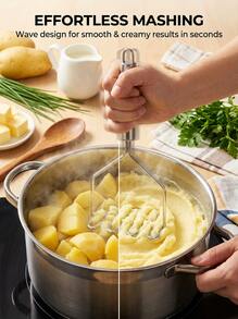 SOKANY 1pc Wavy Stainless Steel Potato Masher, Kitchen Vegetable And Fruit Puree Tool - View 7