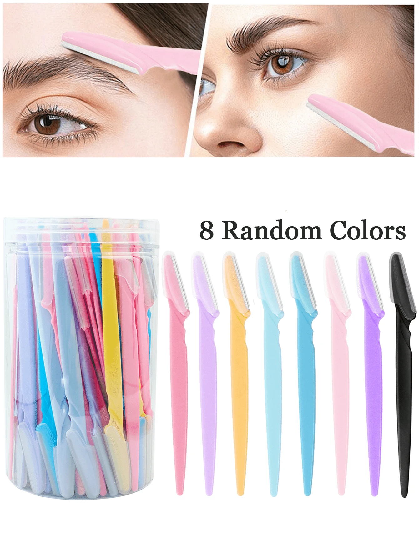 Set Alat Eksfoliasi 8-80pcs - Alat Cukur Wajah Multifungsi Wanita dengan Pisau Presisi, Cocok untuk Membentuk Alis dan Mencukur Wajah. Terjangkau, Sempurna sebagai Hadiah Natal, Kosmetik, Alat Rias, dll. - MultiWarna - View 1