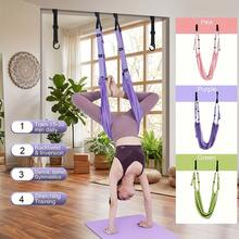 1PC Purple Polyester Yoga Fitness Strap, Universal Waist Back Leg Stretching Band, Anti-Gravity Inversion Door Strap, For Back Bending Inversion, Dance, Ballet, Gymnastics Stretching Exercise Trainer - Multicolor - View 2