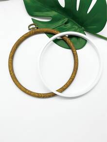 Vintage Faux Wood Grain Embroidery Hoop Set, Round 17cm / Oval 15*19cm Optional, Sturdy Cross Stitch Frame And Sewing Aid Tool, Suitable For Embroidery Crafts, Needlework And DIY Art Creation - Antique Embroidery Hoop - View 5
