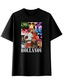 Hollanov Romance Unisex Oversized Retro T-Shirt, Comfortable, Modern, Retro, Suitable For Outdoor, Casual And Sports Use, Breathable, Round Neck, Black - 黑色 - 查看 1