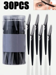 30pcs Multi-Color Eyebrow Razor Set, Eyebrow Trimmer And Razor, Exfoliating Skin Scraper Tool, Body Hair Removal Trimmer And Facial & Eyebrow Razor Set, Long Handle Blades With Precision Protective Cover, Women's Eyebrow Grooming Tools, Suitable For Daily Or Travel Use (Black) - Upgraded Version - View 12