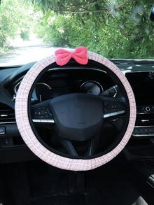 Car Interior Accessories Protective Cover, Small Fragrant Wind Steering Wheel Protective Cover, Cute Bow Decoration, All Season Universal, Multi-Color Optional, Anti Slip And Wear-Resistant - Fragrant Breeze Bow - View 3