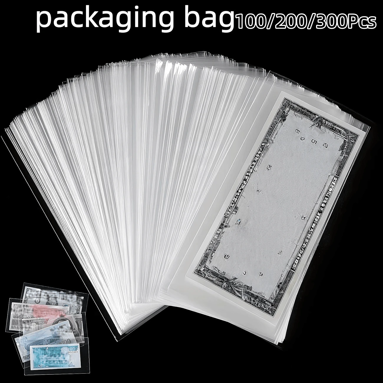 100/200/300Pcs Bolsas Protectoras de Billetes, Cajas de Almacenamiento, Bolsas de Almacenamiento de Monedas Conmemorativas & Billetes, Usa Esta Colección Para Organizar Tus Billetes