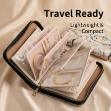 1pc Travel Jewelry Organizer Bag, PU Material Necklace And Earring Storage Bag With Watch Compartment, Portable Zipper Jewelry Box, Suitable For Travel Accessories Back To School Season - Multicolor - View 8