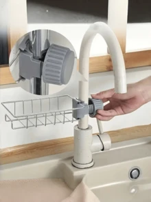 1pc Faucet Storage Rack, Knob Fixed, Easy Disassembly & Installation - Hollow Drainage Design - Kitchen Sponge Holder, Bathroom Accessory Drainable Organizer - Multicolor - View 2