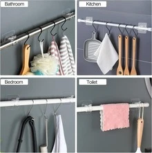 Codoule Self Adhesive No Drill Adjustable Curtain Rod Holder Hooks Brackets, Nail Free, No Drilling Hangers For Bathroom, Kitchen, Home, Bathroom And Hotel, Transparent, 8PCS - 8Pcs - View 7
