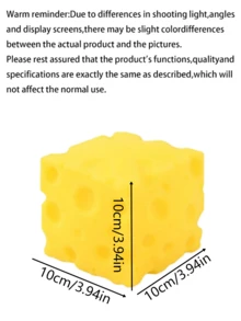 10cm Extra Large Moist Slow Rebound Soft Squeezable Square Cheese Stress Toy, Soft And Moist Touch, Fragrant Cheese Scent, Suitable For Adults Home And Leisure Entertainment, Great Gift For Holiday Parties And Birthdays - Multicolor - View 9