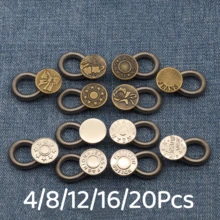 4/8/12/16/20Pcs Pants Jeans Random Button Extender, Free Sewing, Adjustable Stretch Waist Extender, Metal Button Waist Extender - Multicolor - View 13