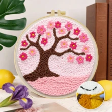 1pc Punch Needle Embroidery Kit, 20*20cm/7.8*7.8in, Includes Pre-Printed Pattern, Yarn, Embroidery Hoop And Needle, Handmade Embroidery DIY Kit, Suitable For Adult Beginners, Home Gift, Women's Sewing Gift - A - View 14