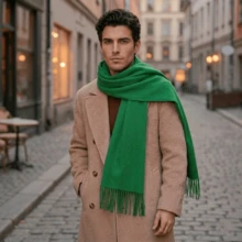 Men's Pashmina Scarf/Shawl/Long Winter Scarf - Verde Bandeira - View 1