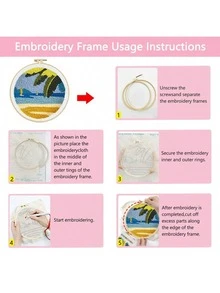 Fun Punch Needle Embroidery Complete Tool Kit, Cute Animal, Flower, Landscape Patterns, Stress Relief Handmade Craft Material Kit Gift, Includes Punch Needle + Complete Tools | With Video Tutorial - Multicolor - View 10