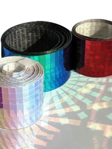 Self-Adhesive Mosaic Mirror Wall Stickers, Sparkling Iridescent Self-Adhesive Mosaic Tiles - Perfect For Creating Disco Theme Decor, Disco Balls, Handmade Cards And Art Collages. Self-Adhesive Reflective Mirror Tiles For DIY Crafts - Multicolor - View 11