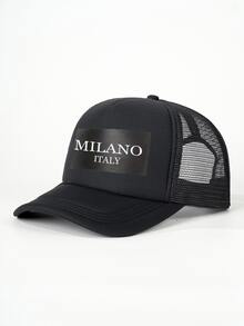 1個/2個印字母MILANO海綿網格帽，米蘭義大利圖案印花中性海綿棒球帽，可調節戶外網格遮陽帽，輕量透氣，適合日常通勤 - 彩色 - 查看 12