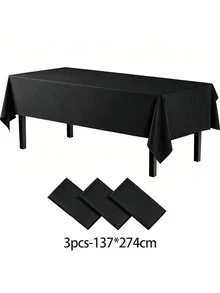 1/3/6/12 Stücke schwarze einfarbige Kunststoff-Tischdecken - 54 Zoll x 108 Zoll - Einweg-Tischdecken, geeignet für Partys und Picknicks, perfekt für Hochzeiten, Weihnachten, Thanksgiving, Halloween - Schwarz - Übersicht 10
