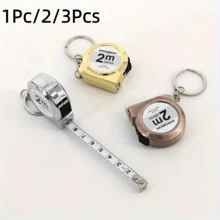 1Pc/2/3Pcs Keychain Tape Measure - Portable Measuring Tool, Metric/Imperial Units, Compact Design Suitable For DIY, Construction, Engineering, Daily Carry, Non-Laser, Reliable And Accurate Keychain Tape Measure, Metal Texture, Durable Construction - Multicolor - View 3