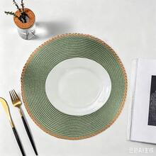 15 Inch Green Round Woven Placemat Set (6/4/1), Washable, Wipeable, Easy To Clean, Heat Resistant, Suitable For Holiday Parties, Indoor And Outdoor Daily Use. Bohemian Style Paper Round Placemat Home Kitchen Table Woven Non-Slip Mat Solid Color Bowl Plate Cup Mat Suitable For Holiday Gatherings, Birthday Parties, Wedding Banquets, Coffee Table Mat, Home Decor Spring/Summer/Autumn/Winter Decoration - Green - View 7