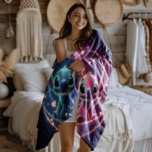 1PC Colorful Starry Sky Butterfly Star Stitch Disney Flannel Printed Blanket, Air Conditioner Cover Blanket - 100% Polyester Knitted Quilted Blanket, Digital Print - Comfortable Bedding Suitable For All Seasons, Perfect For Napping, Camping, Travel - Ideal Gift For Friends And Family, Cozy Flannel Blanket - Multiple Sizes Available, Ultra Soft, Suitable For Sofa/Bed, Essential For All Seasons, Perfect For Daily Rest On The Sofa - Multicolor - View 6