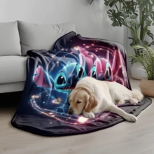 1PC Colorful Starry Sky Butterfly Star Stitch Disney Flannel Printed Blanket, Air Conditioner Cover Blanket - 100% Polyester Knitted Quilted Blanket, Digital Print - Comfortable Bedding Suitable For All Seasons, Perfect For Napping, Camping, Travel - Ideal Gift For Friends And Family, Cozy Flannel Blanket - Multiple Sizes Available, Ultra Soft, Suitable For Sofa/Bed, Essential For All Seasons, Perfect For Daily Rest On The Sofa - Multicolor - View 5