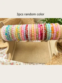 Juego de 3 pulseras de la amistad hechas a mano con cuentas de vidrio craquelado de doble tono de 8 mm de colores para mujer - Degradado aleatorio de 3 piezas - Ver 7