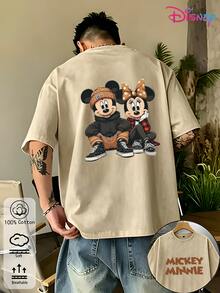 Disney IP Collaboration Cars Lightning McQueen Print Men's T-Shirt With Crew Neck And Short Sleeves, Relaxed Fit! Summer Clothing For Men, Cotton T-Shirt With Graphic Print, Suitable For Everyday Wear, Leisure And Sports. - 咖啡棕 - 查看 2
