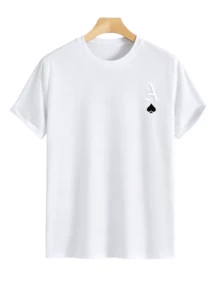 Manfinity Men's T-Shirt With Poker Print. - 白色 - 查看 3