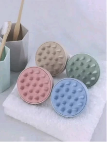 1 pièce Brosse de massage du cuir chevelu, outil de shampooing en paille de blé, peigne en silicone, brosse de nettoyage et de massage du cuir chevelu, gommage exfoliant du cuir chevelu, outil anti-pelliculaire, convient aux hommes, femmes, jeunes et vieux, décoration de maison et de salle de bain, décoration d'automne, rentrée scolaire - Multicolore - Voir 2