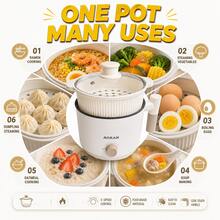 AORAN Multifunction Mini Electric Cooker With Steamer, Portable Nonstick Hot Pot With Glass Lid, Fast Heating Dual Temp Control, Small Personal Cooking Pot For Ramen, Soup, Eggs & Breakfast, Compact Kitchen Appliance For Dorm, - US A Type Plug(110-127V) - View 6