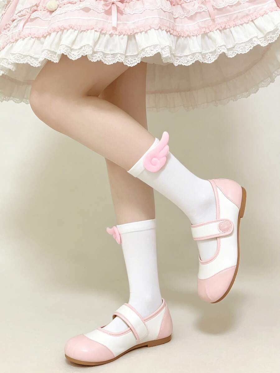 1/5 Pairs Summer Thin Minimalist 3D Wing Design Mid-Calf Socks - Multicolor - View 1