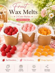 10pcs/Bucket Fruit Shaped Soy Wax Melts, Scented Wax Cubes For Wax Warmer And Candle Warmer Lamp, Strawberry Orange Style Home Fragrance, Summer Picnic Decor, Room Decor, Fall Decor, Birthday Gift, Summer Gift, Gifts For Women - B - View 8