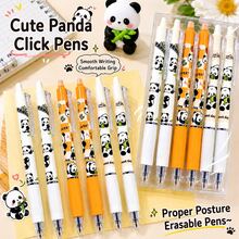 1/6pcs Panda Erasable Gel Pens,0.5Mm Blue Ink Pen Quick-Dry S With Self-Contained Rubber Eraser,Back To School Supplies - Multicolor - View 1