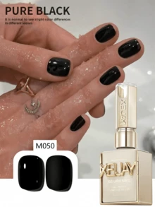 1 Bottle 15ml Pure Black Gel Nail Polish Starter Kit, Easy To Remove Without Wiping, Suitable For All Seasons - 黑色 - 查看 2