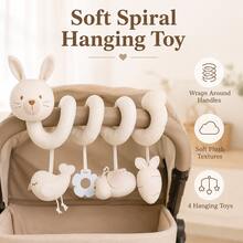 1pc Baby Soothing Soft Fabric Hanging Toy Spiral Pendant, Can Be Hung In Baby Room Or Stroller, Suitable For Newborn Gift, Full Moon Gift, Birthday Gift - Beige Rabbit - View 1