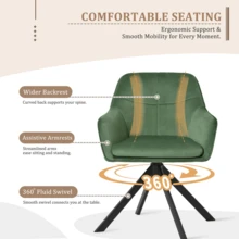 Goeurvant Modern Grid-Stitched Upholstered 360° Swivel Dining Chairs With Armrests And Removable Cushion For Dining Room, Living Room, Office - Set Of 2 / Set Of 4 / Set Of 6 - Forest Green - Green - View 5