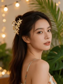 1個/3個 時尚海灘夏季新款貝殼紋理條紋髮夾 女士優雅度假海洋髮夾 優雅髮夾 時尚髮夾 - 金色 - 查看 3