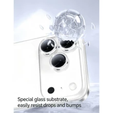 1 Set Silver Diamond Lens Cover, Suitable For IPhone 13/14/15/16/17pro Max/11/12, Shiny Crystal Material, 3D Lens Protector, Phone Accessories, Camera Decoration Sticker, Shockproof, Scratch-Resistant, Birthday, Gift For Friends - White Dot Diamond Lens Film - View 6