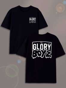 Men's Short Sleeve T-Shirts 2026 GLORY BOYZ T-Shirt, Short Sleeve Cotton T-Shirt With Round Neck, Front Square Logo And Graffiti Graphic On The Back, Soft And Comfortable Casual T-Shirt - Black - View 1