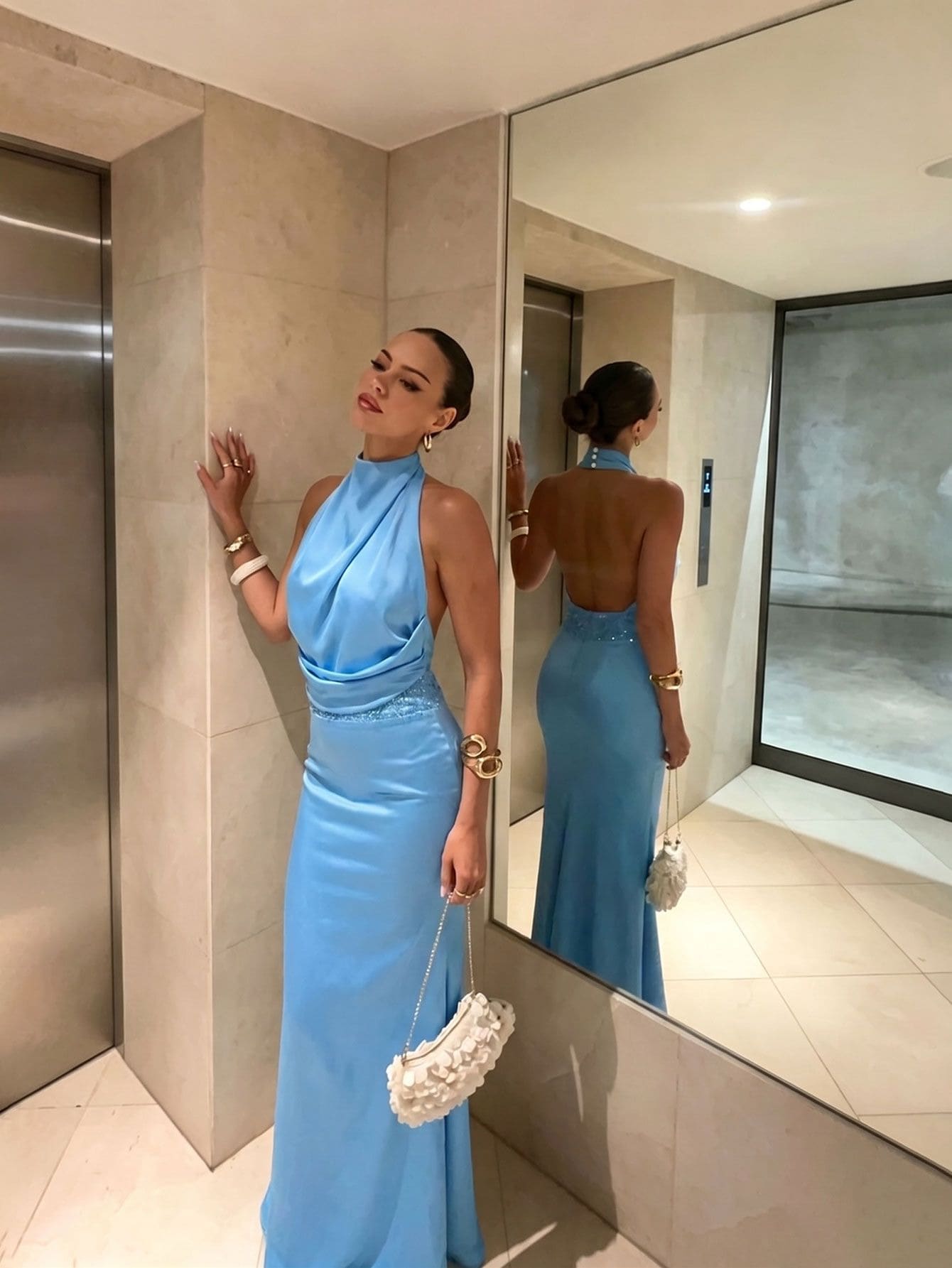 Summer Women's Cocktail Dress Party - Baby Blue - View 1
