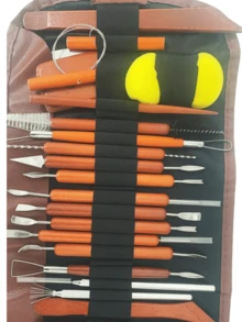 35-Piece Set, 24 Pieces With Cloth Bag / 8 Pieces. Red Pottery Tool Set, Including Carving Tools. Artist's Soft Clay Set. - Multi-piece Pottery Tool Set - View 4