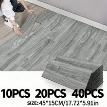 Peel And Stick Floor Tiles, Self-Adhesive Vinyl Plank Flooring Wood Grain Appearance 10/20/40 Pieces, Gray Waterproof Wood Grain Stickers Suitable For Bedroom, Living Room, Kitchen, RV, Living Room, Bedroom, Kitchen, Bathroom Floor Renovation, Home Decor Floor Stickers - Floor Stickers - View 2