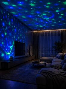 1pc [Room Decor Light] Colorful Star & Moon Projection Lamp, USB Powered, Suitable For Bedroom, Game Room, Party And Holiday Atmosphere - 彩色 - 查看 8